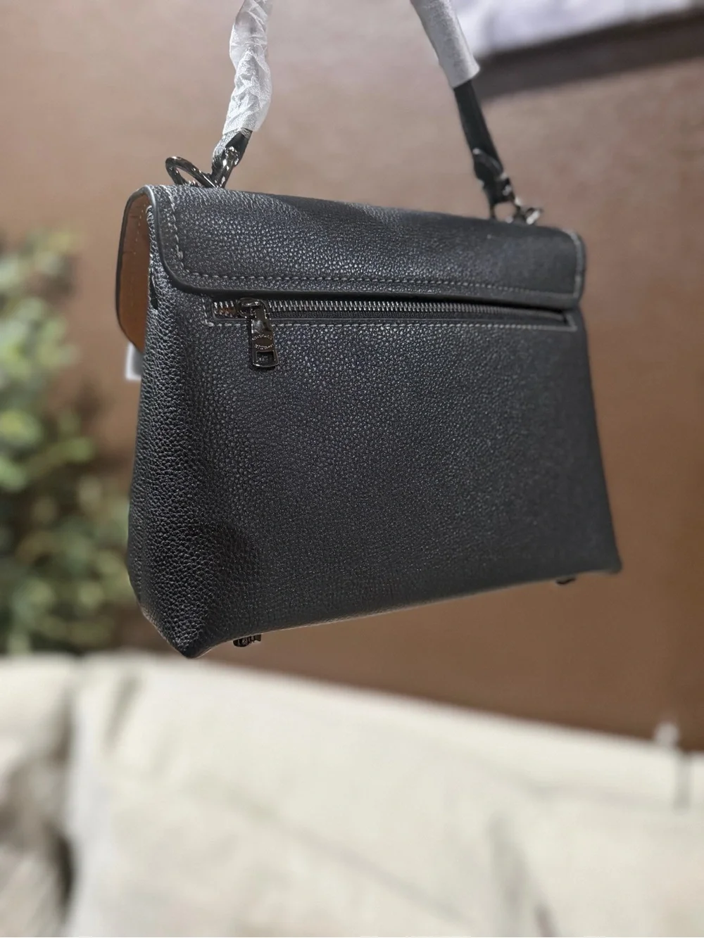 Coach Emory Black Pebbled Leather Shoulder Bag with Top Handle